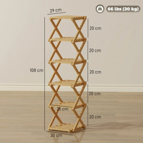 Skládací botník se 6 patry | přírodní č.3