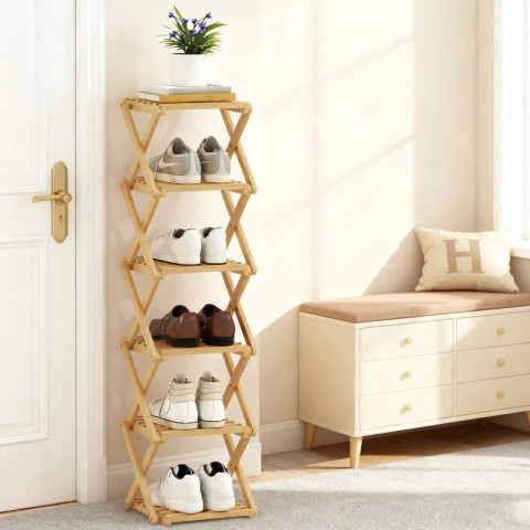 Skládací botník se 6 patry | přírodní č.5