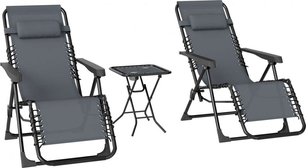 2 skládací zahradní lehátka | šedé