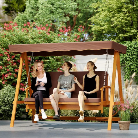 Zahradní houpací lavice se stříškou 236 x 130 x 181 cm | hnědá č.5