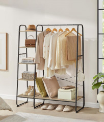 Stojan na oblečení 45 x 120 x 160 cm | světle hnědá a černá č.1