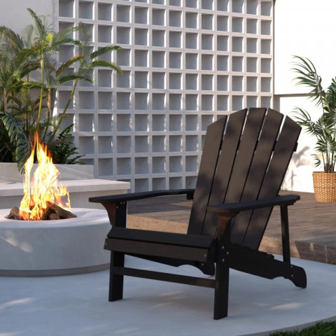 Dřevěná venkovní zahradní židle s vysokým opěradlem | černá č.4