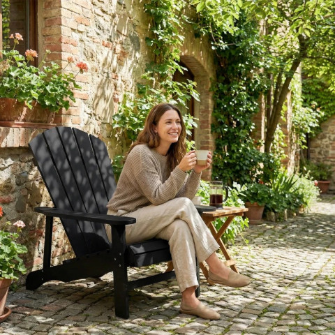 Dřevěná venkovní zahradní židle s vysokým opěradlem | černá č.5