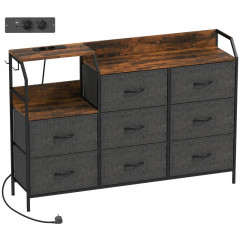 Skříňka s 8 zásuvkami z netkané textilie | rustikálně hnědá + černá č.2