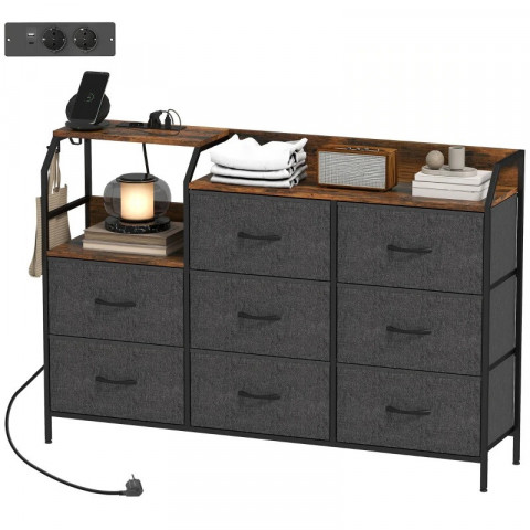 Skříňka s 8 zásuvkami z netkané textilie | rustikálně hnědá + černá č.5