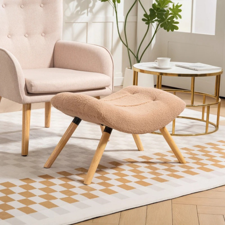 Podnožka s látkou Berber fleece 67 x 45 x 38 cm | hnědá