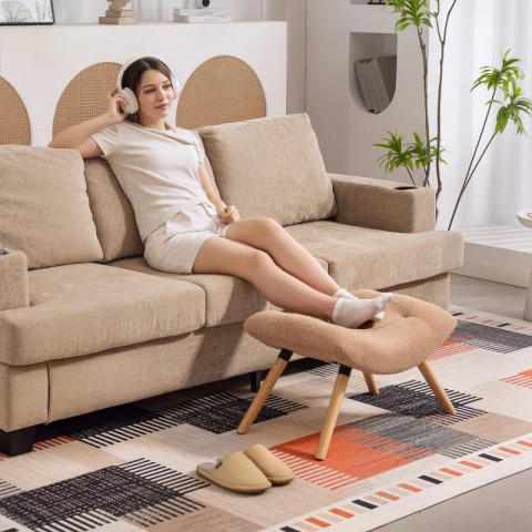 Podnožka s látkou Berber fleece 67 x 45 x 38 cm | hnědá č.4