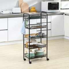 Servírovací vozík se 4 policemi a 5 košíky | černý č.1