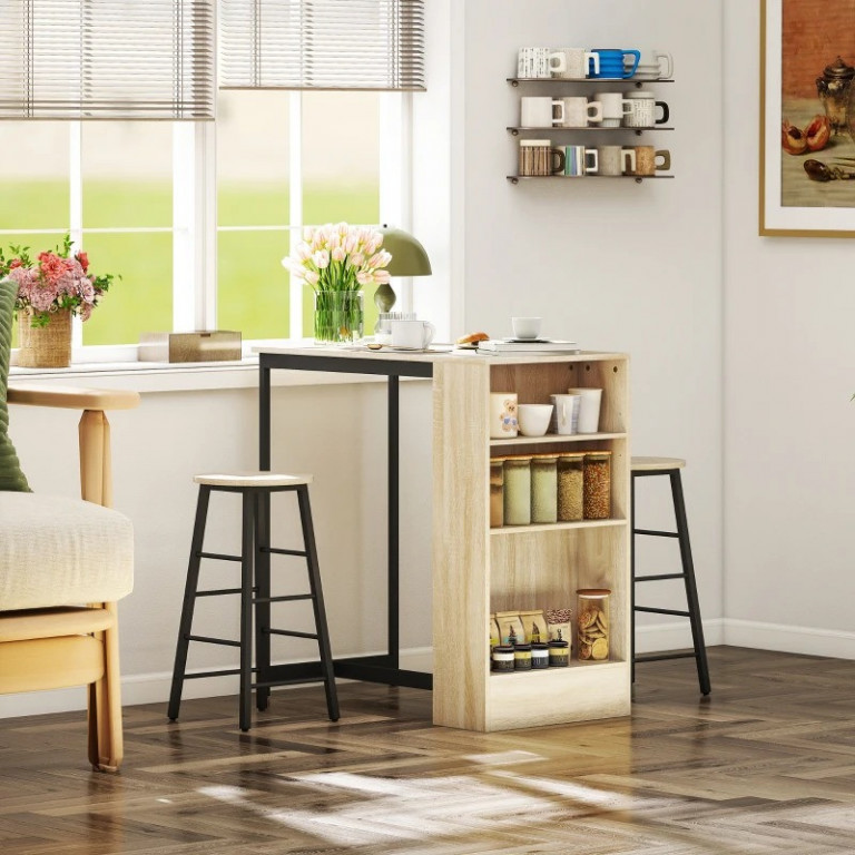 Barový stůl se 2 barovými židlemi | dub