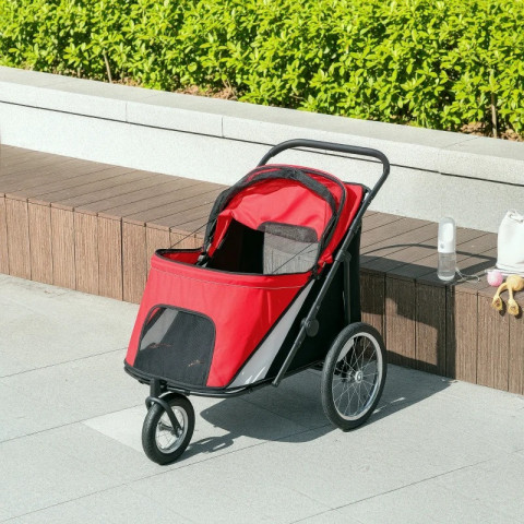 Skládací kočárek pro psy do 30 kg | červený č.4