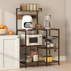 Kuchyňská stojící polička se 2 zásuvkami, 90 x 42 x 130 cm | rustikální hnědá č.1