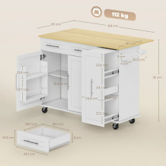 Kuchyňský vozík s výsuvnou pracovní deskou | bílý č.2