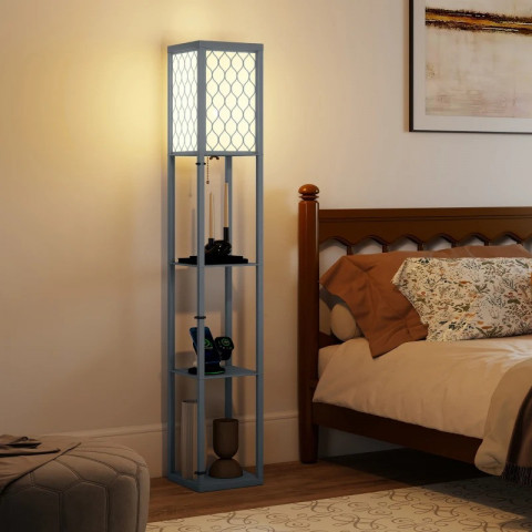 Stmívatelná stojací lampa s poličkou | světle šedá č.5