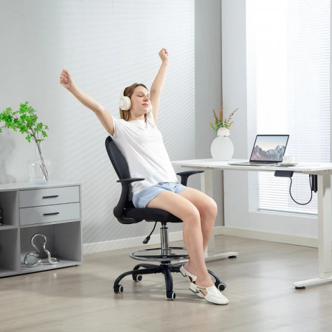 Kancelářská židle s nastavitelným kroužkem na nohy | černá č.4