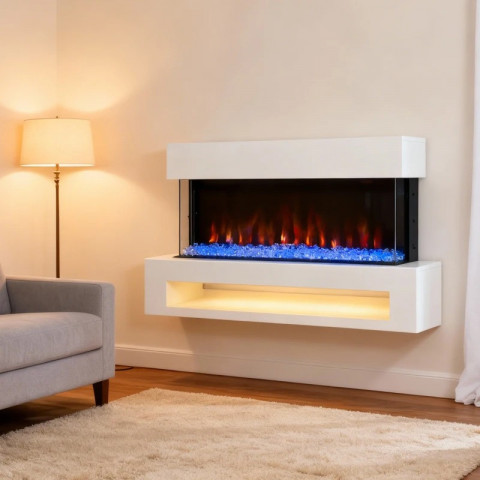 Elektrický nástěnný krb s 11 barevnými efekty plamene | bílý + černý č.5