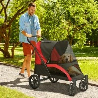 Kočárek pro velké psy do 30 kg | červený + černý č.1