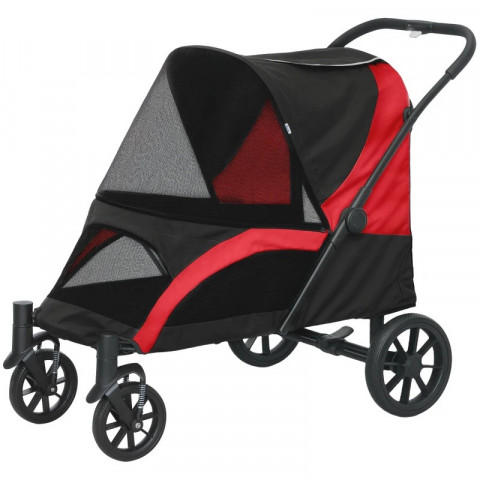 Kočárek pro velké psy do 30 kg | červený + černý č.2