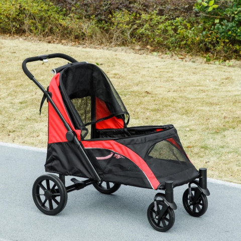 Kočárek pro velké psy do 30 kg | červený + černý č.4
