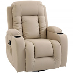 Relaxační a masážní křeslo s funkcí polohování | krémově bílé č.2