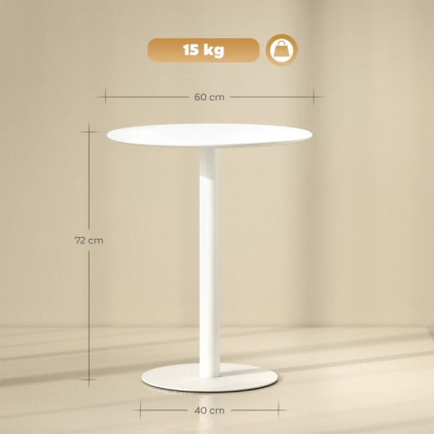 Kulatý kuchyňský stůl pro 2 osoby, průměr 60 cm | bílý č.2