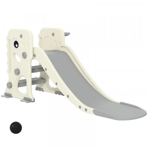 Dětská skluzavka 3 v 1 146x52x65 cm | krémově bílá + šedá č.2