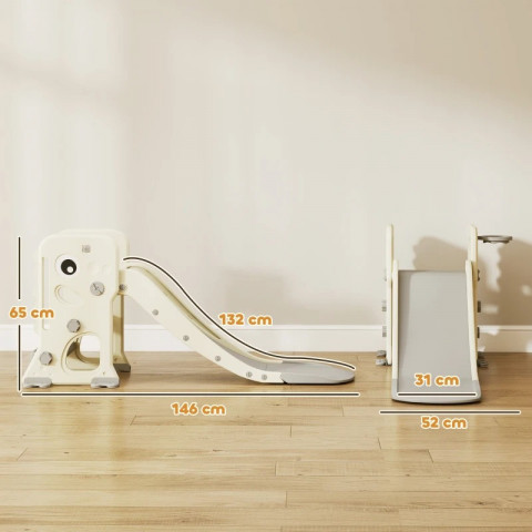 Dětská skluzavka 3 v 1 146x52x65 cm | krémově bílá + šedá č.3