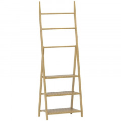 Stylová bambusová police s věšáky a úložným prostorem | přírodní č.2