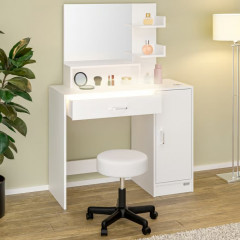 Toaletní stolek Jocelyn včetně pojízdné stoličky | bílý č.1