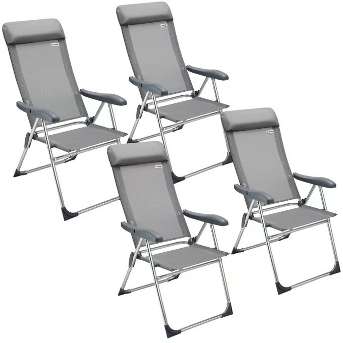 Sada 4 zahradních židlí | šedá + stříbrná