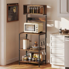 Kuchyňský stojící regál, 5 police, 60 x 42 x 153 cm | rustikálně hnědý č.1