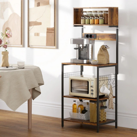 Kuchyňský stojící regál, 5 police, 60 x 42 x 153 cm | rustikálně hnědý č.4