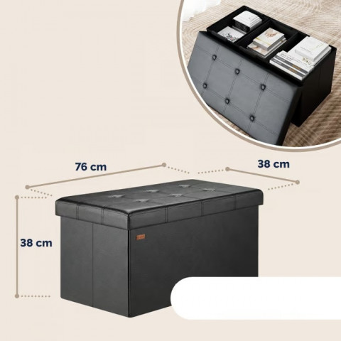 Skládací lavice s úložným prostorem 80x40x40cm | černá č.2