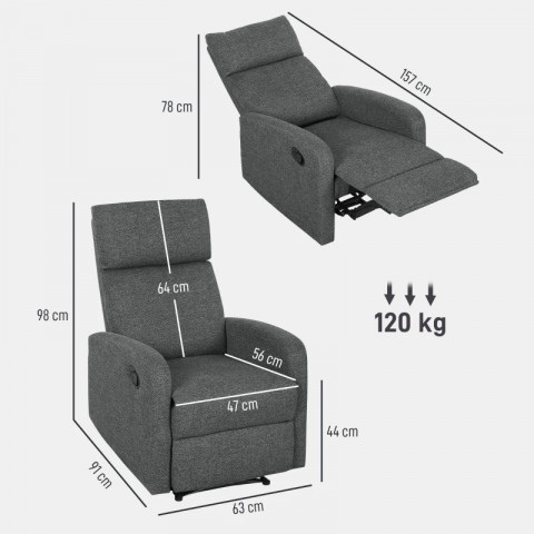 Polohovatelné TV křeslo | tmavě šedé č.4