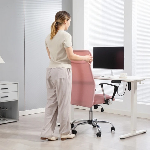 Ergonomická kancelářská židle s funkcí otáčení a houpání | růžová č.4