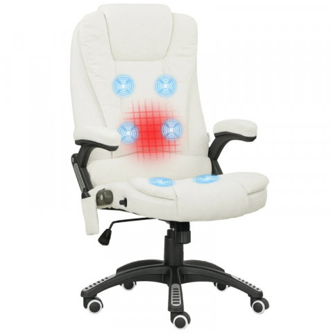 Kancelářská židle s vibrační masáží | krémově bílá č.4