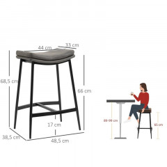 Čalouněné barové židle 2 kusy | šedé č.2