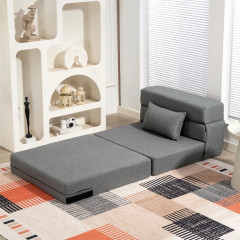 Jednolůžkové rozkládací křeslo s polštářem | šedé č.3