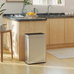 Odpadkový koš s motýlkovým víkem na senzor, 55 litrů | stříbrný č.1