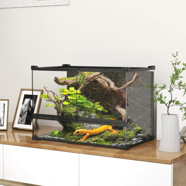 Skleněné terárium pro plazy s přední ventilací 50 x 30 x 35 cm | průhledné