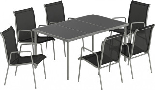 Zahradní jídelní nábytek 7 kusů | černý + stříbrný č.1