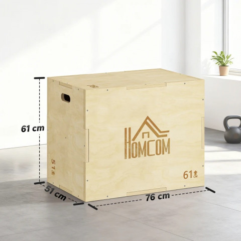 Dřevěný plyo-Box 3 v 1, 51/61/76 cm | přírodní č.3