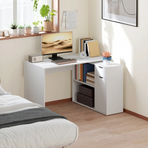 Rohový psací stůl, 120 x 96 x 75 cm | bílý č.5