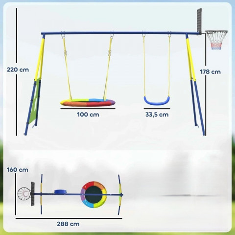 Dětská houpačka 4 v 1, 288 x 160 x 220 cm | vícebarevná č.2