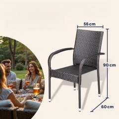 Stohovací židle z polyratanu, sada 4 ks | hnědá č.3