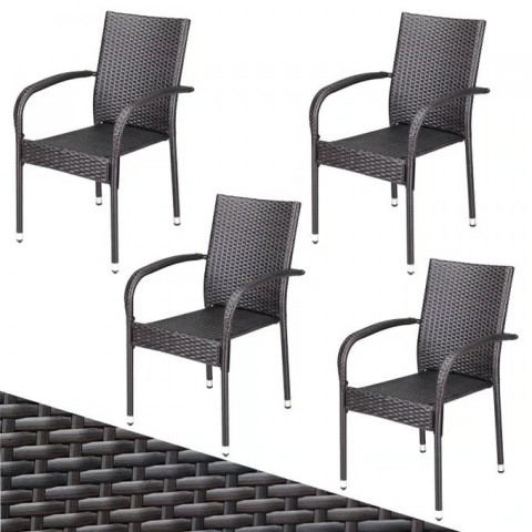 Stohovací židle z polyratanu, sada 4 ks | hnědá č.2