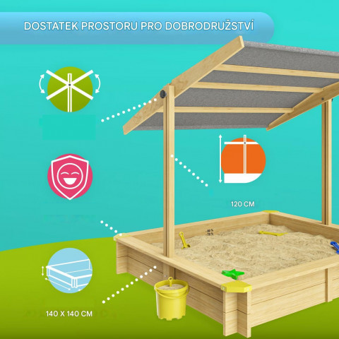 Pískoviště Fritzi se stříškou 140x140x120cm č.2