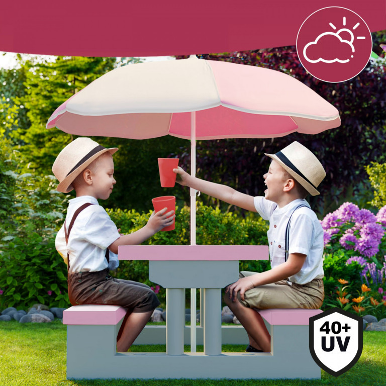 Dětská sedací souprava se slunečníkem | růžová