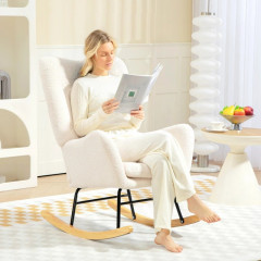 Houpací křeslo s područkami | krémově bílé č.3