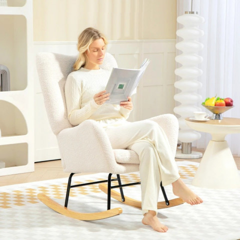 Houpací křeslo s područkami | krémově bílé č.3