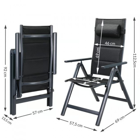 Zahradní židle Bern Premium sada 2 kusů | antracit č.6